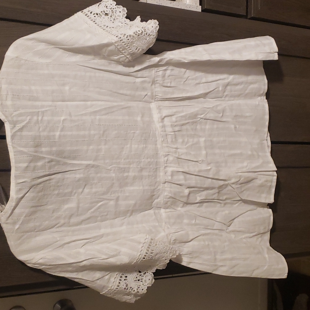 ♥️New boutique white lace slicing Cotton top - Picture 12 of 12